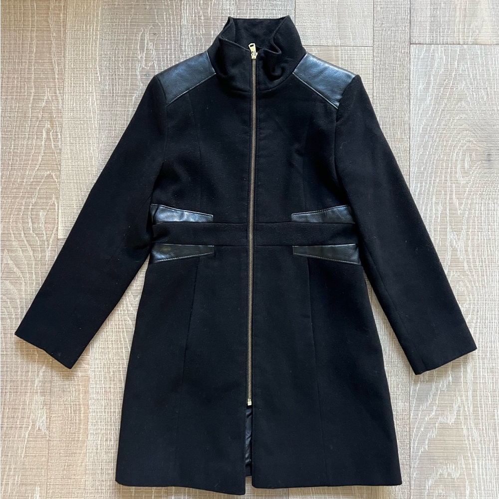 Rothschild Black peacoat Coat with Leather Details size 14